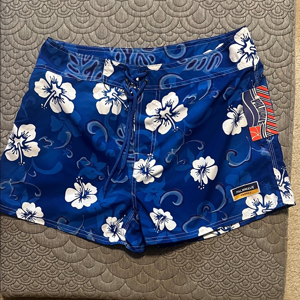 Blue Floral Swim Coverup Shorts
